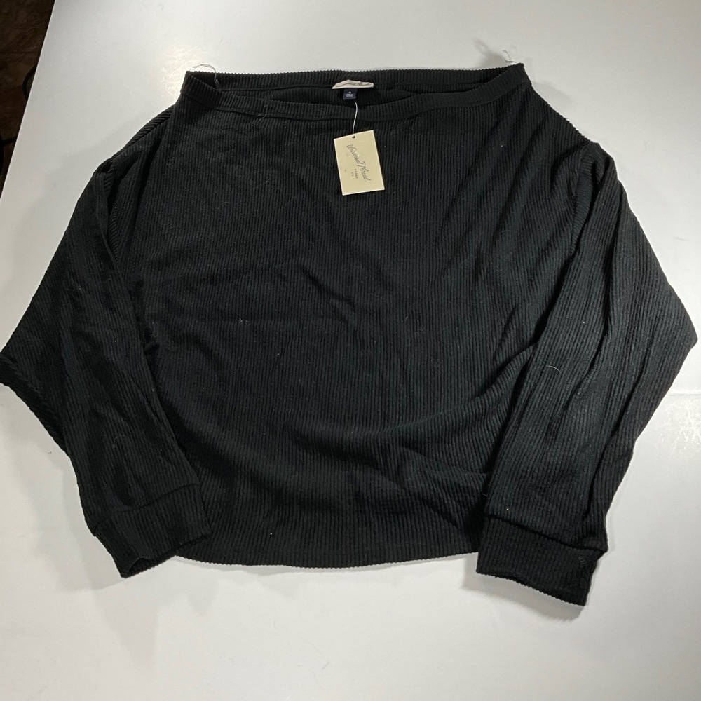 Universal Thread Womens XL Black Ribbed Boat Neck Long Sleeve Top UTCP001M NWT